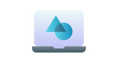 dizüstü bilgisayar tasarımı, pürüzsüz biçim çizimi olan tek izole simge