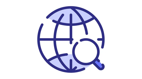 Globe Find Search Seo Single Isolated Icon Dash Dashed Line — 图库矢量图片