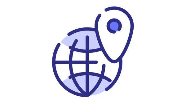 Lokalizacja Pin Seo Internet Globus Pojedynczy Izolowany Ikona Myślnikiem Lub — Wektor stockowy