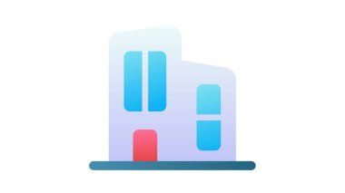 ofis binası çalışma alanı tek izole edilmiş simge ile pürüzsüz biçim çizimi