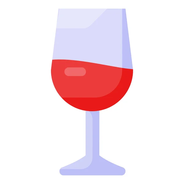 Glass Wine Single Isolated Icon Flat Style Vector Illustration — Stock Vector