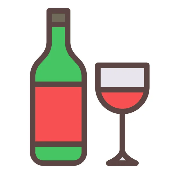 Wine Glass Alcohol Single Isolated Icon Filled Line Style — Stock Vector