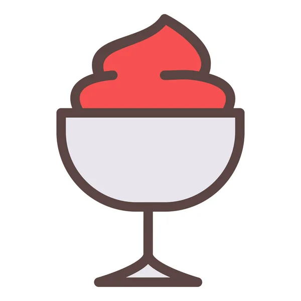 Ice Cream Cold Single Isolated Icon Filled Line Style Vector — Stock Vector