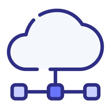 bulut internet bağlantısı ağı tire veya kesik çizgi biçimi illüstrasyonlu tek bir izole simge