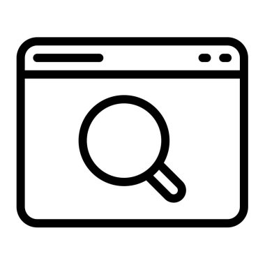 arama seo browse web tek izole simgesi ana hatlı biçim vektör tasarımı illüstrasyonu
