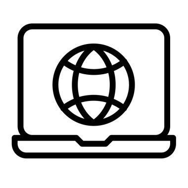 Dizüstü bilgisayarlı internet sitesi ana hatlı tasarım tasarımı illüstrasyonlu tek izole simge