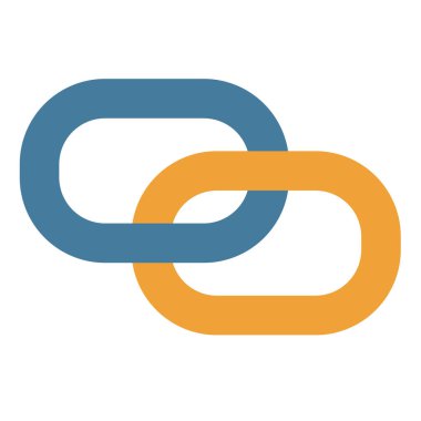 bağlantı zinciri bağlı tek izole edilmiş simge düz biçimli vektör çizimi