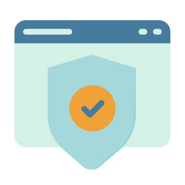 Güvenlik Vpn güvenli koruma Düz stil çizimi olan tek bir izole simge