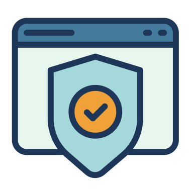 Güvenlik Vpn güvenli koruma Satır biçimi illüstrasyonuna sahip tek bir izole simge