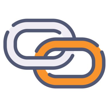 bağlantı zinciri bağlı tek izole edilmiş simge düz çizgi veya kesik biçimli biçim çizimi