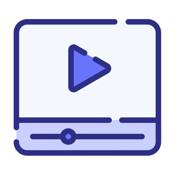 Video Multimedia Streaming Película Único Icono Aislado Con Guion Discontinua — Archivo Imágenes Vectoriales