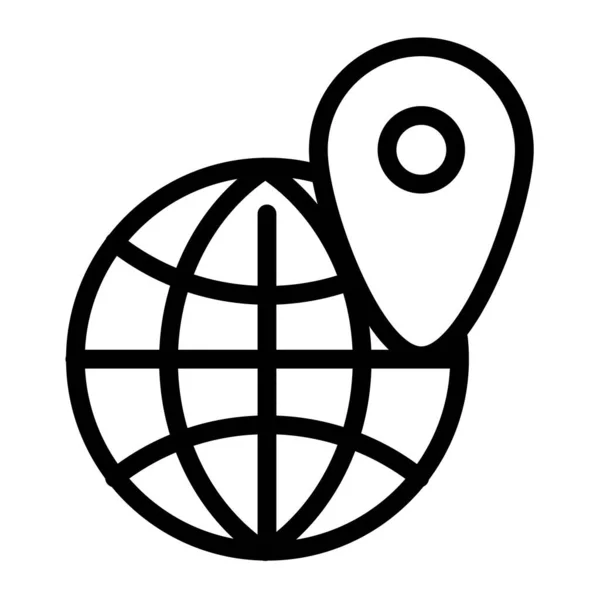 Локация Pin Seo Интернет Глобус Единичный Изолированный Значок Очертаниями Стиль — стоковый вектор