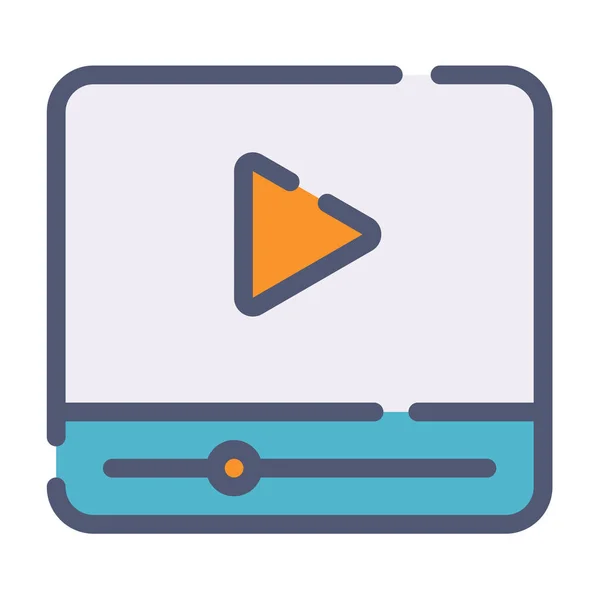 ビデオマルチメディアストリーミングフラットダッシュや破線スタイルのベクトル図とシングル絶縁アイコン — ストックベクタ