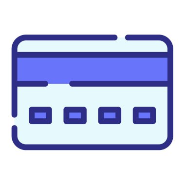 Kredi kartı ödemesi tire veya kesik çizgi biçimi illüstrasyonlu tek bir izole simge öde