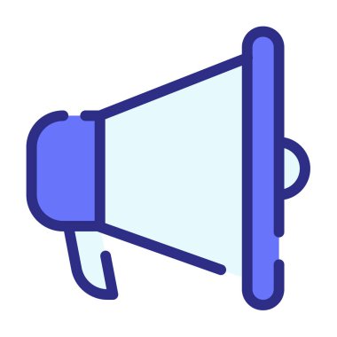 megafon tanıtım reklamları tire veya kesik çizgi biçimi illüstrasyonlu tek bir izole simge