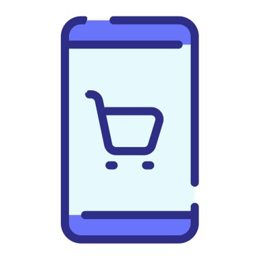 Telefon arabası uygulaması alışverişi tek bir izole simge çizgi veya çizgi biçimi illüstrasyonlu