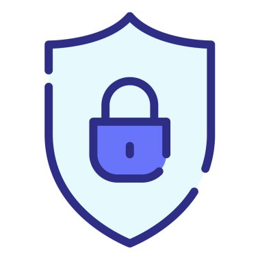 Güvenli kalkan güvenli tek bir izole simge çizgi biçimi çizili veya kesik çizgili