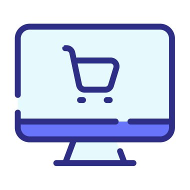 masaüstü servis arabası çevrimiçi tek bir izole simge çizgi veya çizgi biçimi illüstrasyonlu