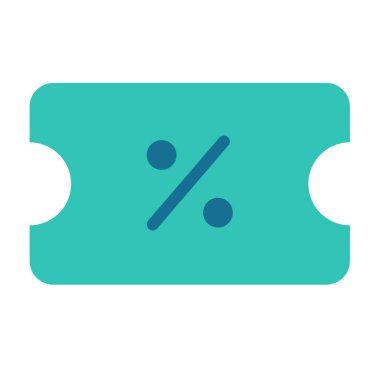 kupon indirimi etiketi kuponu düz stil vektör illüstrasyonlu tek izole simge