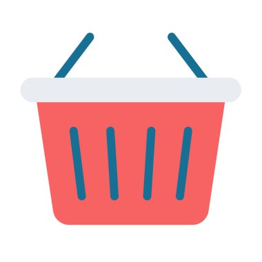 Alışveriş çantası sepeti düz stil illüstrasyonlu tek izole simge