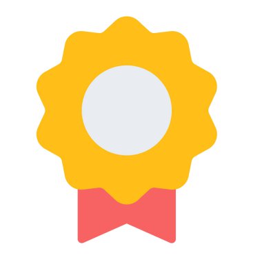 Rozet kurdelesi etiketi düz stil illüstrasyonlu tek izole simge ödülü