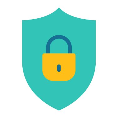 Güvenli kalkan güvenli tek bir izole edilmiş simge düz biçim çizimi ile