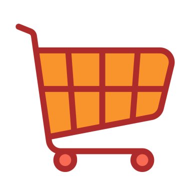 Alışveriş arabası alışverişi dolu satır biçimi illüstrasyonlu tek bir izole simge satın al
