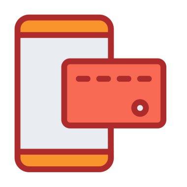 Satır biçimi illüstrasyonlu mobil ödeme kartı izole edilmiş tek simge