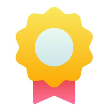 Rozet kurdelesi etiketi düzgün stil illüstrasyonlu tek izole simge ödülü