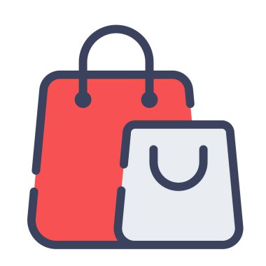 çanta alışveriş çantası tek bir izole simge düz tire veya kesik stil vektör illüstrasyonlu