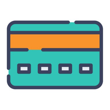 Kredi kartı ödemesi düz çizgi veya kesik stil illüstrasyonlu tek bir izole simge öde