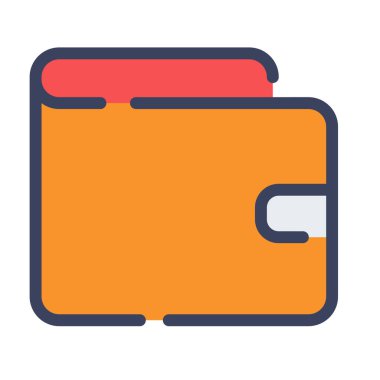 Cüzdan parası nakit billfold tek izole simge düz tire veya kesik stil vektör ilülasyonu