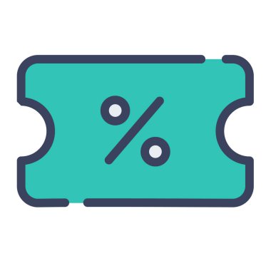 kupon indirimi etiketi kuponu düz çizgi veya kesik biçim vektör illüstrasyonlu tek izole simge