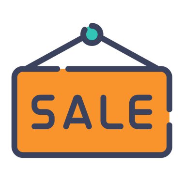 Satış tanıtımı reklamları düz çizgi veya kesik stil illüstrasyonlu tek bir izole simge