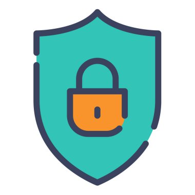 Güvenli kalkan güvenli tek bir izole simge düz çizgi veya kesik stil illüstrasyon