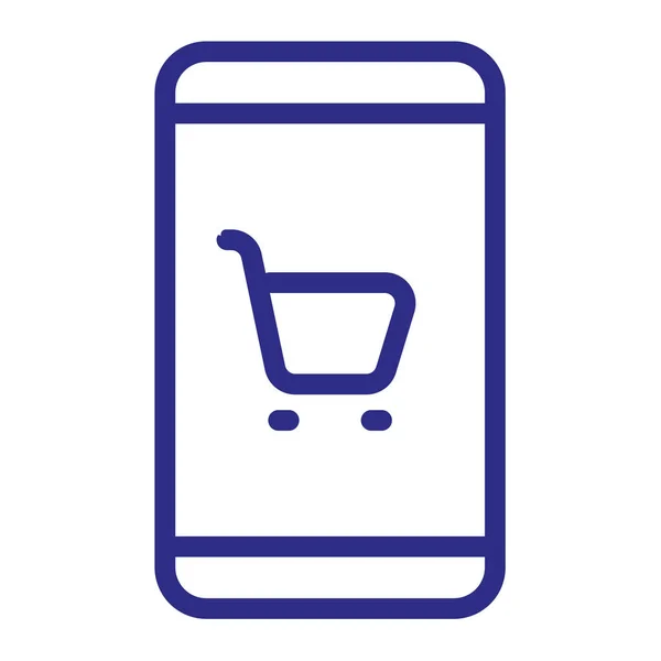 Téléphone Panier App Shopping Icône Isolée Unique Avec Illustration Vectorielle — Image vectorielle
