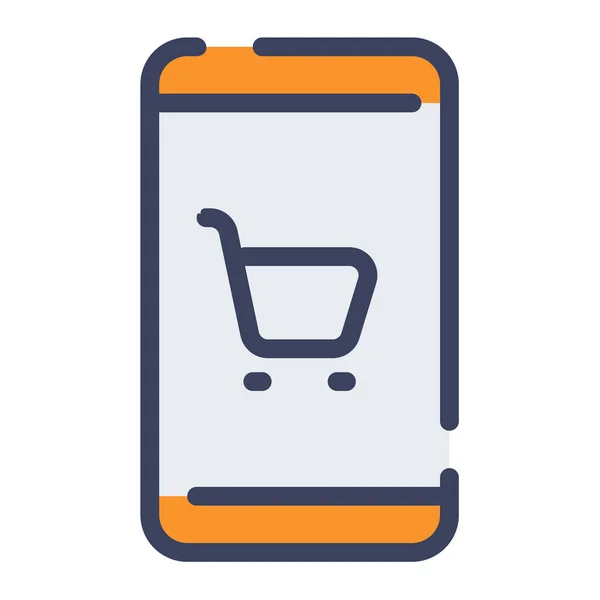 Téléphone Panier App Shopping Icône Isolée Unique Avec Tableau Bord — Image vectorielle