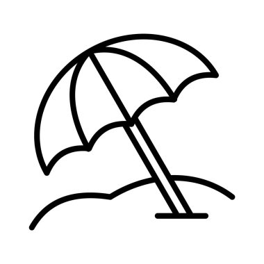 Plaj şemsiyesi ana hatlı tasarım tasarımı illüstrasyonlu yaz tek simgesi