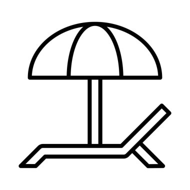 güneşlen rahatla boş zaman tek simgesi ana hatlı biçim vektör tasarımı illüstrasyonu