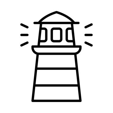 fener kulesi beacon tek simgesi ana hatlı biçim vektör tasarımı illüstrasyonu