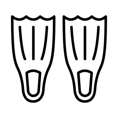 dalış ayakkabıları şnorkelle yüzen tek simge ana hatlı stil vektör tasarımı illüstrasyonu