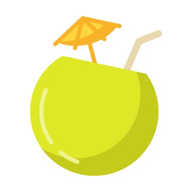 Hindistan cevizi plajı yassı vektör illüstrasyonlu tek bir izole ikon içer.