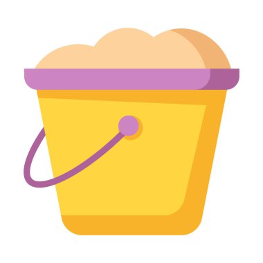 Kova kumları oynayan çocuk düz stil illüstrasyonlu tek bir ikon