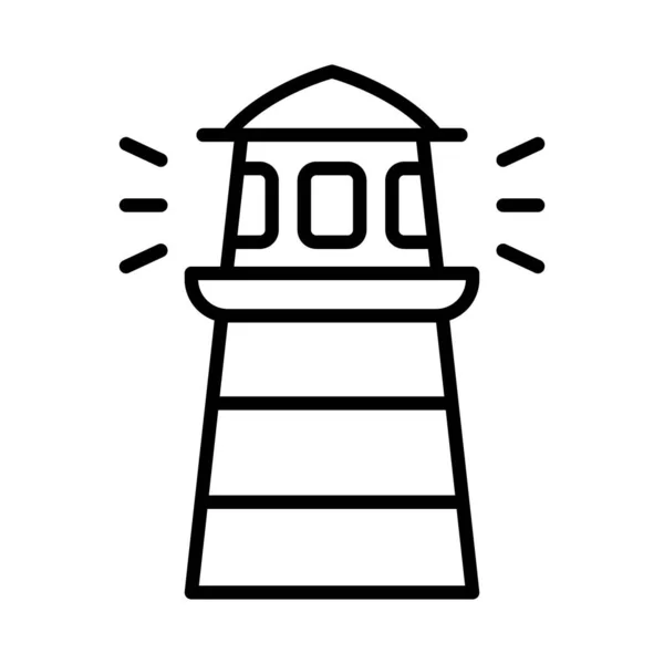 Maják Věž Maják Jednoduchá Ikona Obrysovým Stylem Vektorový Design Ilustrace — Stockový vektor