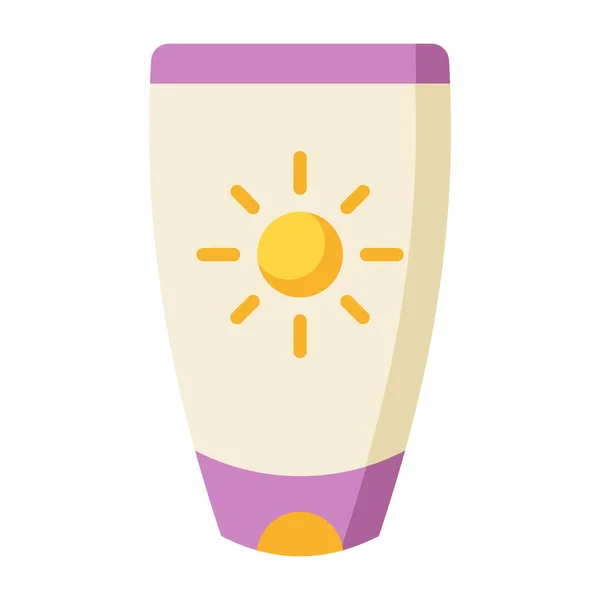 Sunblock Sunscreen Single Isolated Icon Flat Style Vector Illustration — Stock Vector
