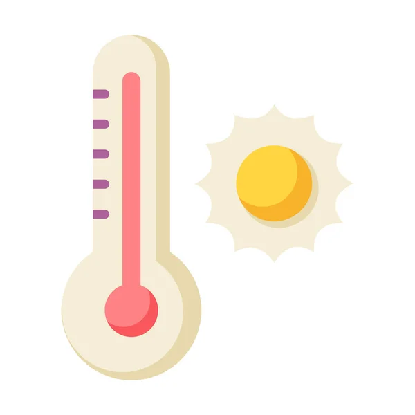 Summer Temperature Warm Single Isolated Icon Flat Style Vector Illustration — Stock Vector