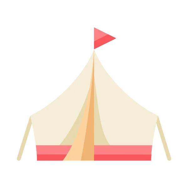 Camp Summer Tent Single Isolated Icon Flat Style Vector Illustration — Stock Vector