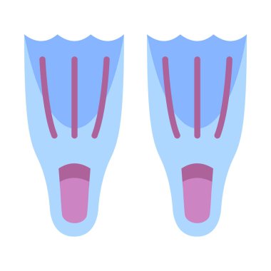 Dalış ayakkabıları Düz stil illüstrasyon ile tek bir izole ikon şnorkelle yüzüyor