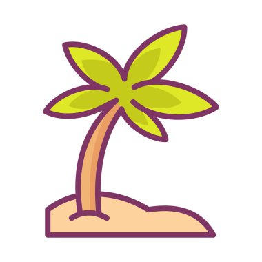 Sahil tatili yaz ağacı tek bir izole simge ile dolu çizgi biçiminde vektör illüstrasyonu