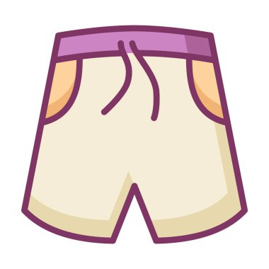 Sahil pantalonu şortu dolu çizgi biçimi illüstrasyonlu tek izole simge